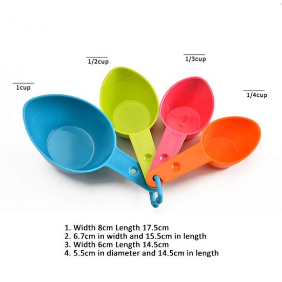 4 PCS Measure Tools Measuring Cups Plastic Home Kitchen - Multi Colour