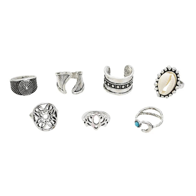 Boho Crystal Finger Rings: Snake, Moon &amp; Star Set for Summer - Shop N Save