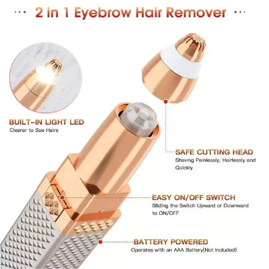2 In 1 USB Charging Mini Facial Painless Hair Remover - Light Pink - Shop N Save