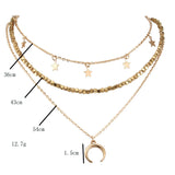 European American Style Necklace - Star Moon Multi-Layered Fashion - Shop N Save