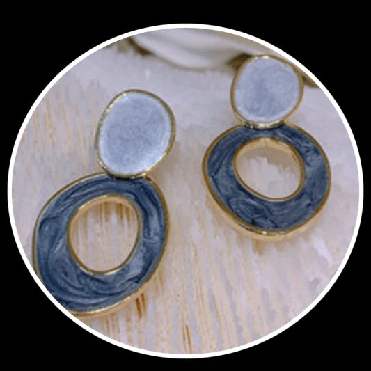 Oil Painting Design Irregular Girls Fashion Earrings - Gray