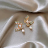Korean Butterfly Clip-Ons: Freshwater Pearl Non-Pierced Earrings - Shop N Save