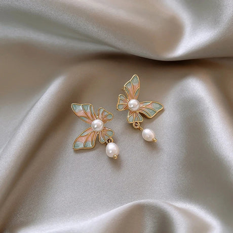 Korean Butterfly Clip-Ons: Freshwater Pearl Non-Pierced Earrings - Shop N Save