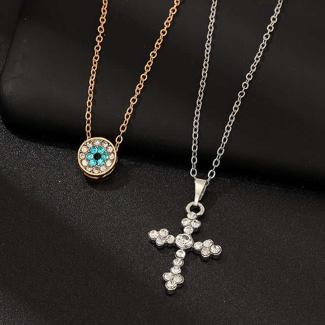 European American Cross Necklace - Retro Diamond Pendant Fashion - Shop N Save