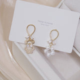 Gold Bear Earrings: Micro Zircon, Asymmetry, Daily Chic Jewelry