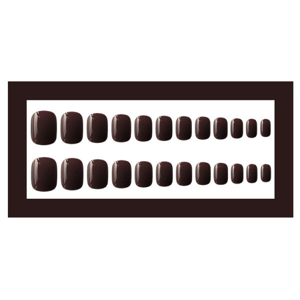 Glam Brown Short Nails: 24PC Shiny Adhesive Set - Casual &amp; Formal Chic - Shop N Save