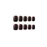 Glam Set: 24 Brown Short Adhesive Nails - Casual &amp; Formal Chic - Shop N Save