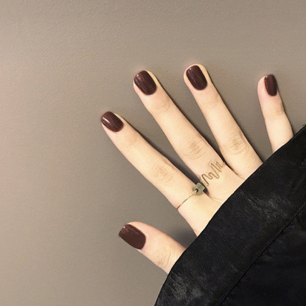 Glam Brown Short Nails: 24PC Shiny Adhesive Set - Casual &amp; Formal Chic - Shop N Save