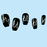 Creative Printed Square Nails: 24PC Shiny Adhesive Set - Women's Acrylic - Shop N Save