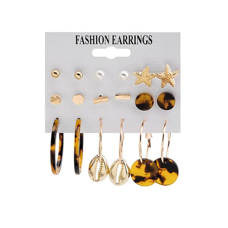 Ximei Acetic Metal &amp; Pearl Studs: Exaggerated Fashion Set - Shop N Save