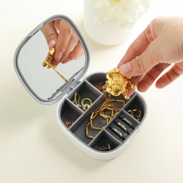 Mini Jewelry Organizer Storage Box With Mirror - Pink - Shop N Save