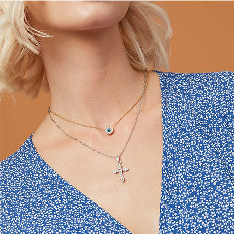 European American Cross Necklace - Retro Diamond Pendant Fashion - Shop N Save