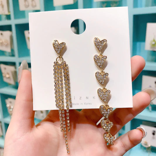 Heart Decorative Gold Plated Tassel Earrings - Golden - Shop N Save