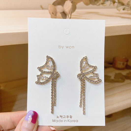 Butterfly Gold Plated Crystal Decorative Earrings Pair - Shop N Save