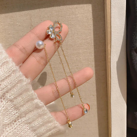 Pearl Decorative Tassel Earrings - Golden - Shop N Save