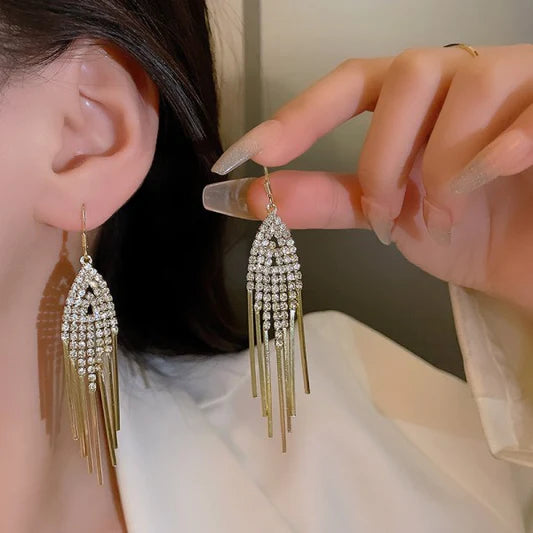 Crystal Patched Gold Plated Party Wear Earrings - Shop N Save