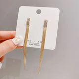 Tassel Silver Plated Crystal Earrings Pair - Golden - Shop N Save