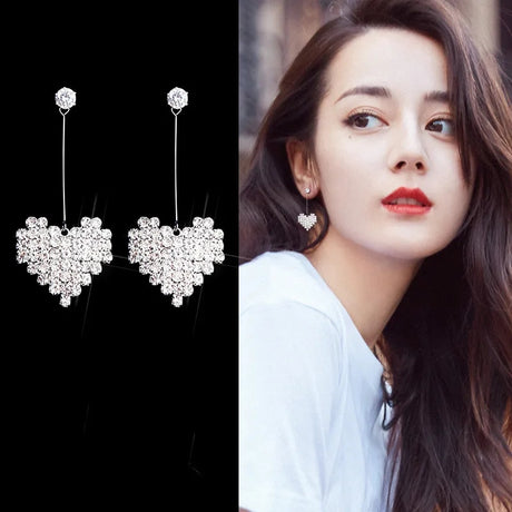 Cubic Zirconia Heart Stud Earrings Set: Wedding, Crystals, No Pierced - Shop N Save