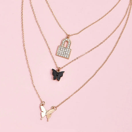 Boho Gem Lock Necklace Set - Ge - Shop N Save