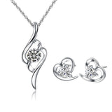 Sparkling Silver Crystal Pendant Necklace Set Fashionable Women's Jewelry with Silver Plated Faux Crystals