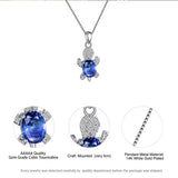 Shiny Turtle Pendant Necklace with Rhinestones Fashion Jewelry Set for Women Silver Plated Purple Shades Hook Closure