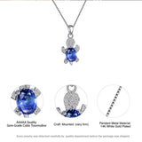 Shiny Blue Turtle Pendant Necklace with Rhinestones Women's Silver Plated Fashion Jewellery Set