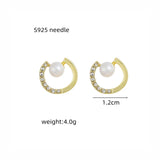 Korean Rhinestone Pearl Studs: Exquisite C-Shape, Fashion Jewelry - Shop N Save