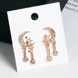 Star &amp; Moon Heart Stud Earrings: Korean Wild Personality for Girls - Shop N Save