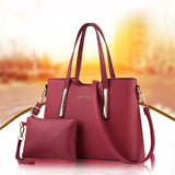 Stunning Wine Red Bag Set 2 Piece PU Leather Collection for Fashionable Women - Shop N Save