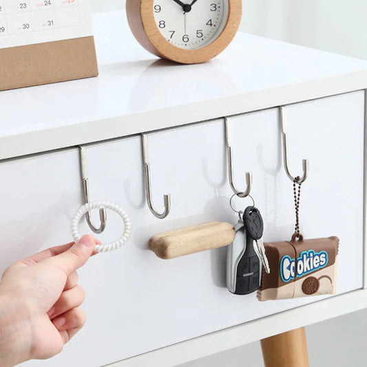 2 Pcs Stainless Steel Double Hooks Organizer Hangers - Silver - Shop N Save