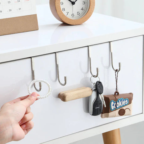 2 Pcs Stainless Steel Double Hooks Organizer Hangers - Silver - Shop N Save