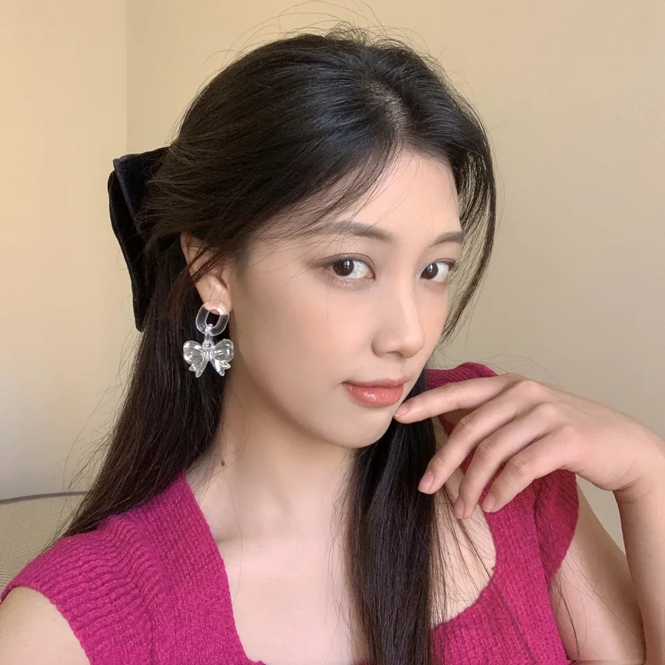 Summer Bow Knot Earrings: Transparent Resin, Cute Dangle Fashion - Shop N Save