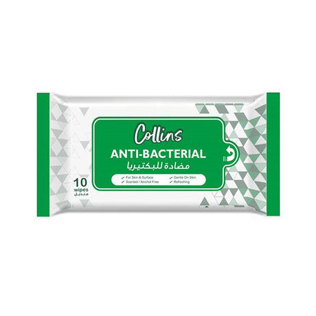 Collins Premium Antibacterial Wet Wipes 10 Sheets 3 Pack Unisex Baby Accessories Fabric Green - Shop N Save