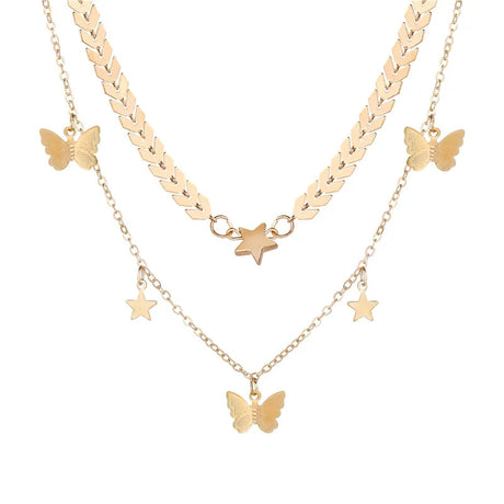 Star &amp; Butterfly Layered Necklaces: Fashion Alloy for Women's - Shop N Save