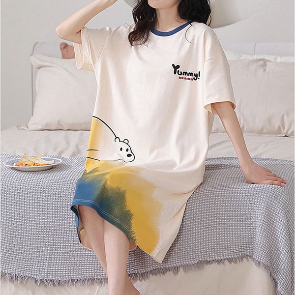 Animal Print Midi Dress Soft Loose and Comfortable Pajama Nightwear for Women Perfect for Summer Indoor Relaxation!