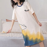 Animal Print Midi Dress Soft Loose and Comfortable Pajama Nightwear for Women Perfect for Summer Indoor Relaxation!