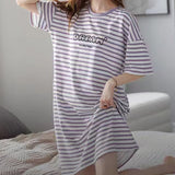 Purple Stripes Midi Dress - Stylish, Comfy Nightwear for Women - Shop N Save
