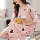 Cute Cartoon Print Soft Fabric Midi Dress for Women Perfect Sleepwear and Casual Wear for Girls!