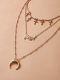 Moon &amp; Cross Layered Necklace: Charm Pendant Design - Shop N Save