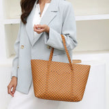 Stylish Geo Pattern PU Leather 4-Piece Bags Set - Large Capacity, Square Shape, Double Handles