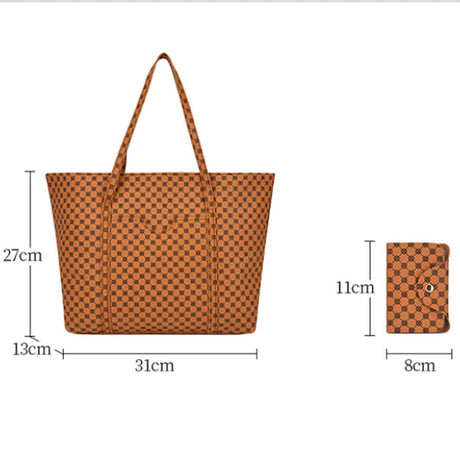 Stylish Geo Pattern PU Leather 4-Piece Bags Set - Large Capacity, Zipper Closure - Shop N Save