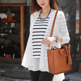 Stylish Lychee Pattern Bucket Bag Set - Brown, Double Handles, Zipper Closure - Shop N Save