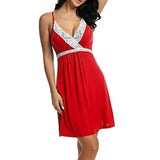 Free-Spirited Red Lace Nightwear for Comfortable Romantic Evenings. Soft Polyester-Spandex Blend with V-Neck and Spaghetti Straps. Free Size for Girls - Shop N Save