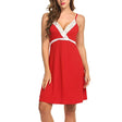 Free-Spirited Red Lace Nightwear for Comfortable Romantic Evenings. Soft Polyester-Spandex Blend with V-Neck and Spaghetti Straps. Free Size for Girls - Shop N Save