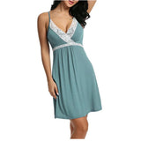 Free-Spirited light Blue Lace Nightwear for Comfortable Romantic Evenings. Soft Polyester-Spandex Blend with V-Neck and Spaghetti Straps. Free Size for Girls - Shop N Save