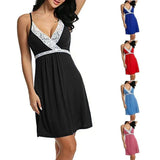 Free-Spirited Blue Lace Nightwear for Comfortable Romantic Evenings. Soft Polyester-Spandex Blend with V-Neck and Spaghetti Straps. Free Size for Girls