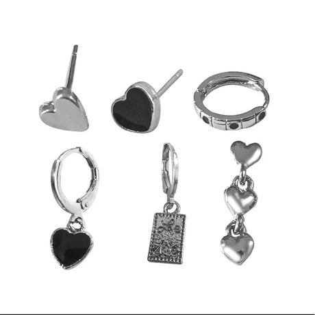 Punk Silver Tassel Chain &amp; Cherry Hoop Earrings: Edgy Geometric Design for Women - Shop N Save