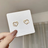 Double Heart Studs: Exquisite Zircon Wedding Earrings for Women - Shop N Save