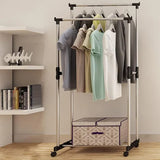 Easy-Assembly Silver Double Pole Clothes Hanger Adjustable &amp; Moveable Ideal for Clothing Storage Drying and Space Saving Stainless Steel - Shop N Save