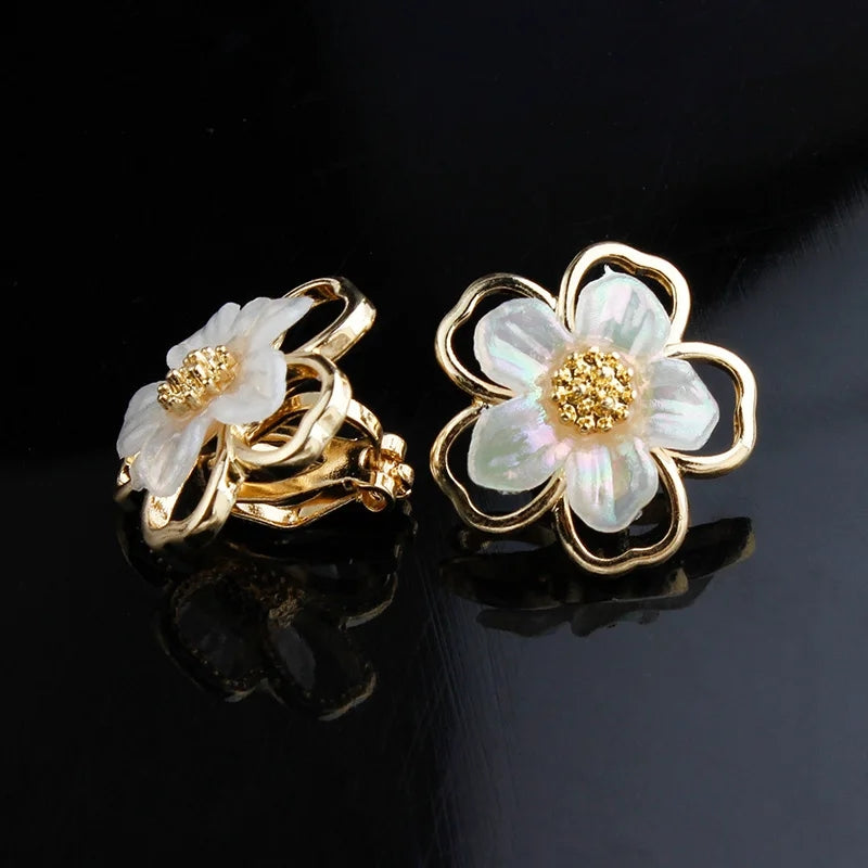 Golden Needle Flower Earrings: Elegant Double-Layer Jewelry - Shop N Save